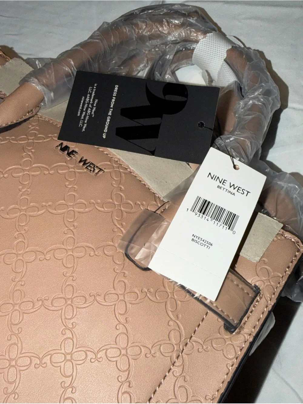 Nine West Blush Nude Embossed Satchel